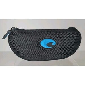 Costa Del Mar Sunglasses Semi Hard Zip Up Clam Shell Case Black w/Blue Logo